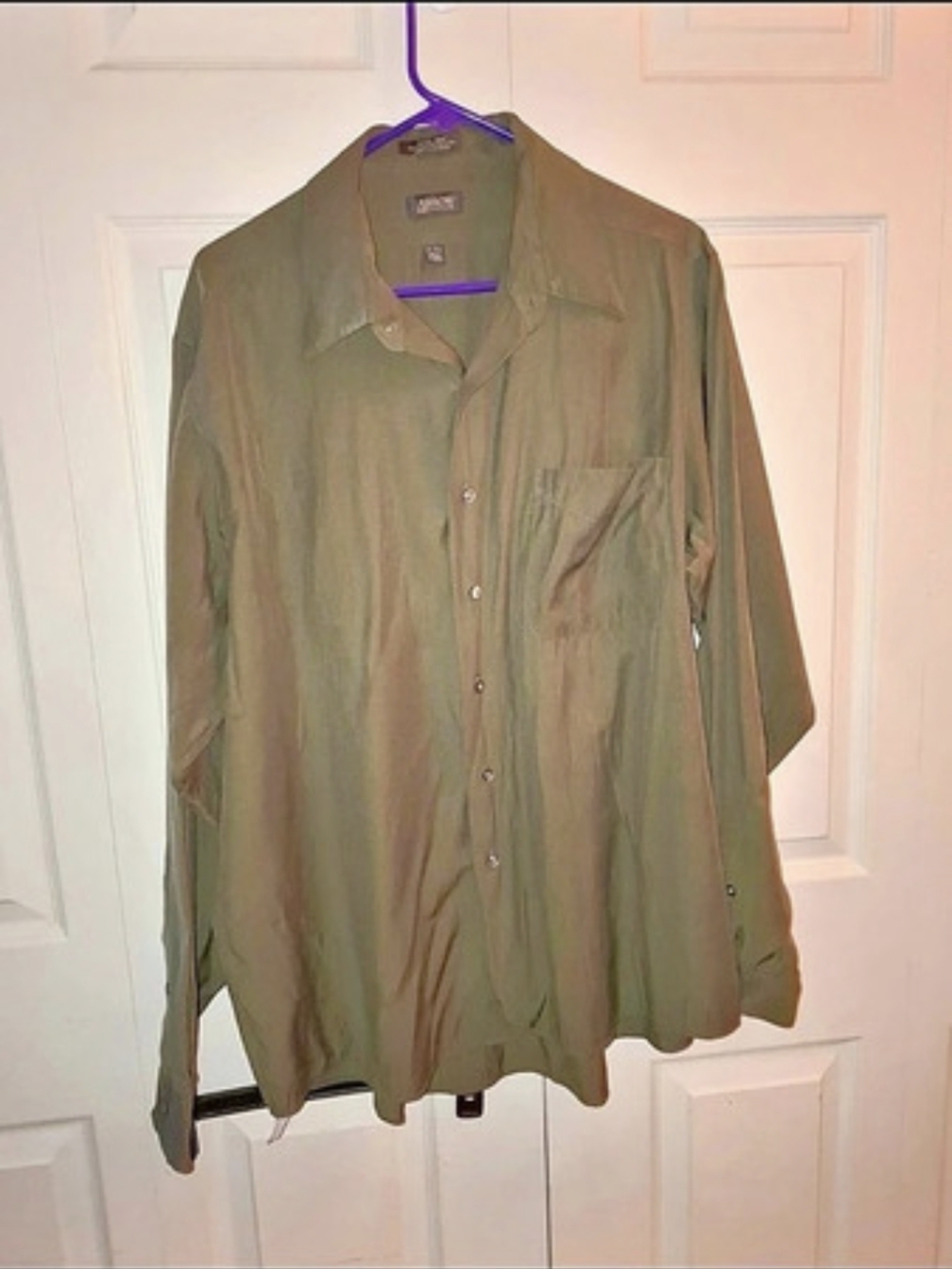 Arrow Ultra Silk Long Sleeve Button Down Shirt Green Medium